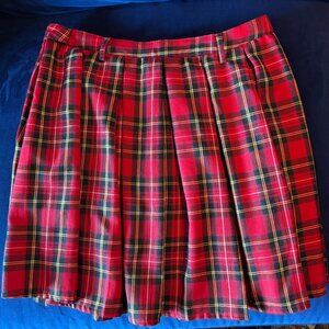 Social Collision Red Plaid Pleated Skirt Womens Large Preppy Punk Academia Goth